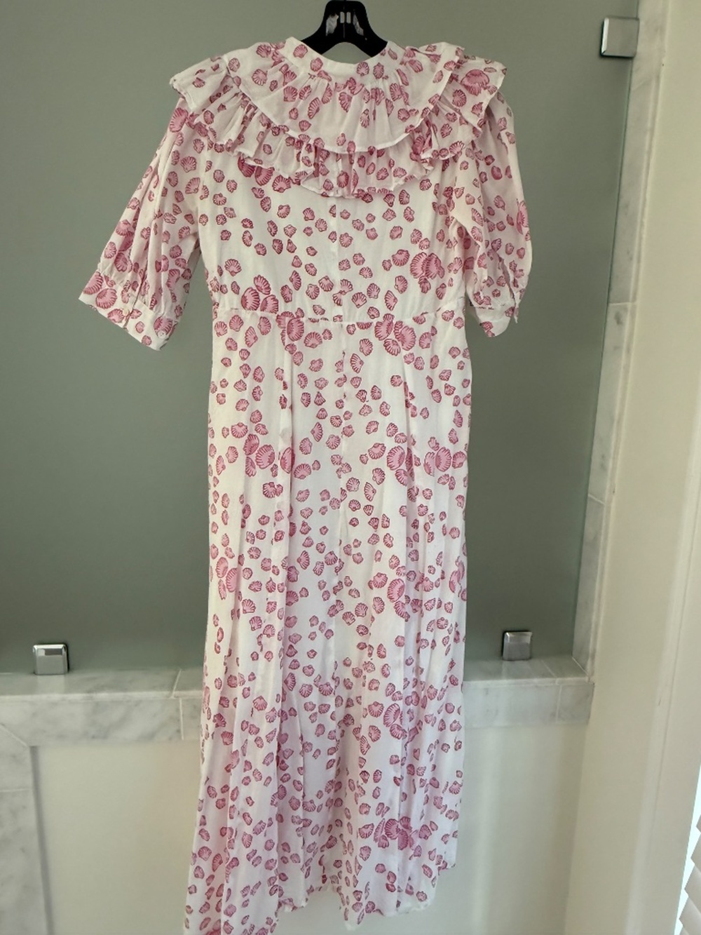 Julia Amory Pin & White Ruffled Shirt Dress Clambake Shell Size Small - Picture 5 of 9